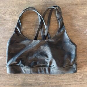 Lululemon Energy Workout Gym Bra Savasana Camo 20cm Fatigue Green-Women's Size 8
